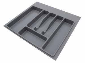 Organizatoare sertare - Suport organizare tacamuri, gri, pentru latime exterioara corp 600 mm, montabil in sertar de bucatarie