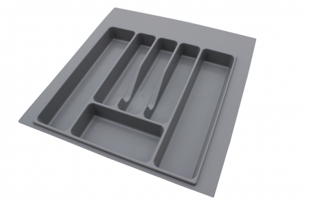 Organizatoare sertare - Suport organizare tacamuri, gri, pentru latime exterioara corp 500 mm, montabil in sertar de bucatarie