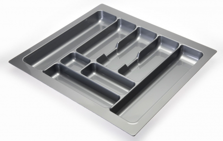 Organizatoare sertare - Suport organizare tacamuri, gri, pentru latime exterioara corp 700 mm, montabil in sertar de bucatarie