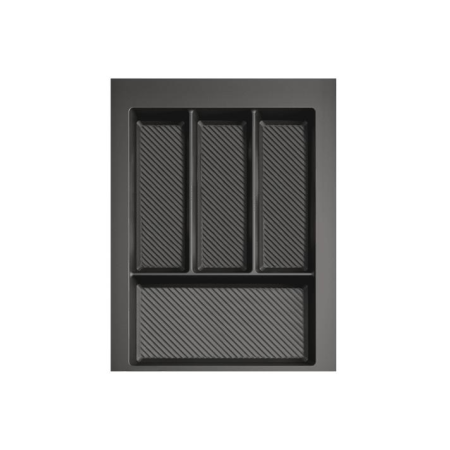 Organizatoare sertare - Max - Suport organizare tacamuri, gri grafit, pentru latime exterioara corp 400 mm, montabil in sertar de bucatarie, 490x350 mm