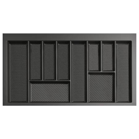 Accesorii mobila - Max - Suport organizare tacamuri, gri grafit, pentru latime exterioara corp 900 mm, montabil in sertar de bucatarie, 490x850 mm