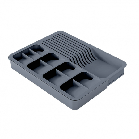 Organizatoare sertare - Suport organizare tacamuri si cutite, extensibil pe latime de la 315 la 470 mm, gri deschis