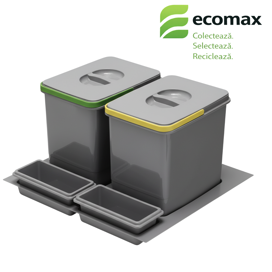 Praktico Orion - Coș de gunoi încorporabil în sertar, colectare selectivă, 2 recipiente, pentru corp de 600 mm, H: 230 mm [1]