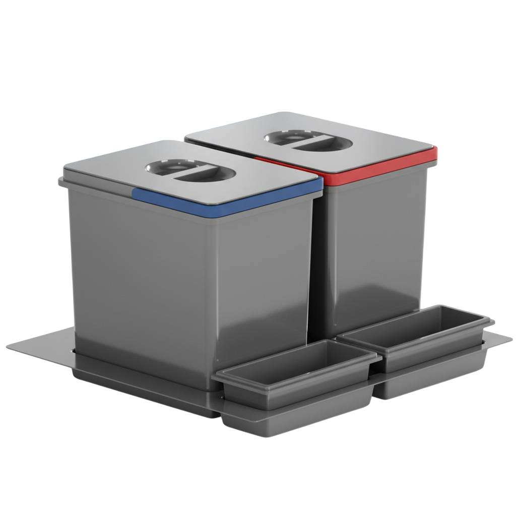 Praktico Orion - Coș de gunoi încorporabil în sertar, colectare selectivă, 2 recipiente, pentru corp de 600 mm, H: 300 mm [2]