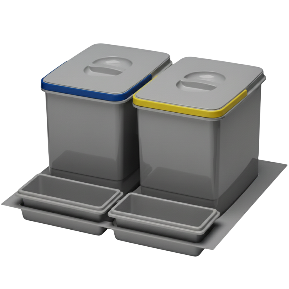 Praktico Orion - Coș de gunoi încorporabil în sertar, colectare selectivă, 2 recipiente, pentru corp de 600 mm, H: 300 mm [1]