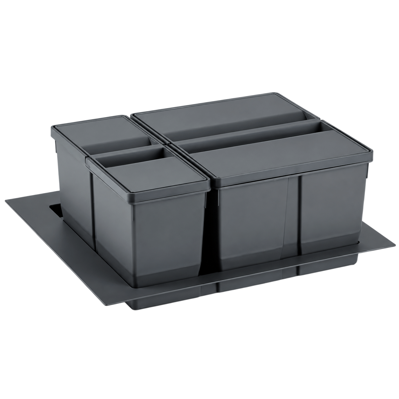 Coș de gunoi încorporabil în sertar, 2 recipiente, pentru corp de 600 mm, gri Orion [1]