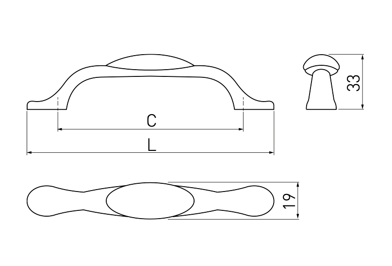 Maner vintage cu insertie ceramica floare roz, finisaj auriu antichizat GT, L:125 mm [6]