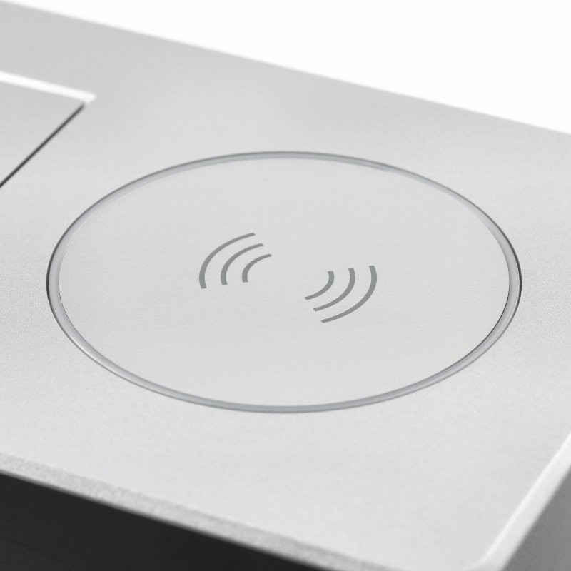 Priză încorporabilă în blat GTV Avaro Plus, încărcător wireless 5W, 1 priză Schuko, USB A + C, aluminiu [5]
