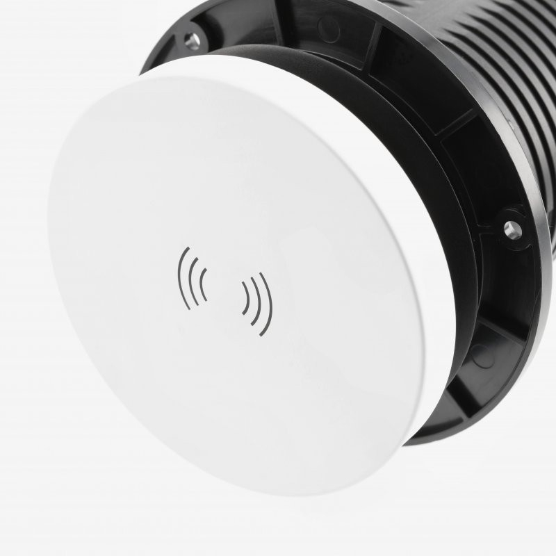 Priză încorporabilă în blat GTV Camino, încărcător wireless 10W, 2 prize Schuko, USB A + C, alb, D:80 mm [8]