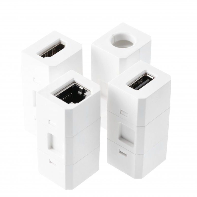 Priză încorporabilă în blat GTV Charger Plus, încărcător wireless 5W, 1 priză Schuko, USB A + C, HDMI, RJ45, alb, D:80 mm [2]