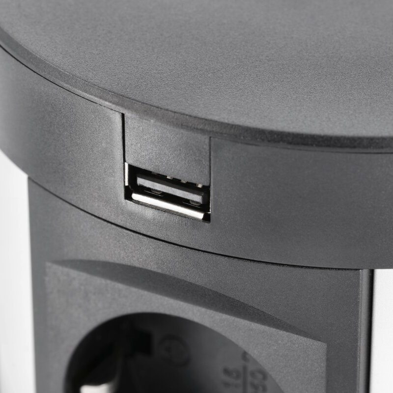 Comfort Plus GTV - Priză încorporabilă în blat, încărcător wireless 5W, 4 prize Schuko, 2 x USB A, 2 x RJ45, negru, D: 120 mm [3]
