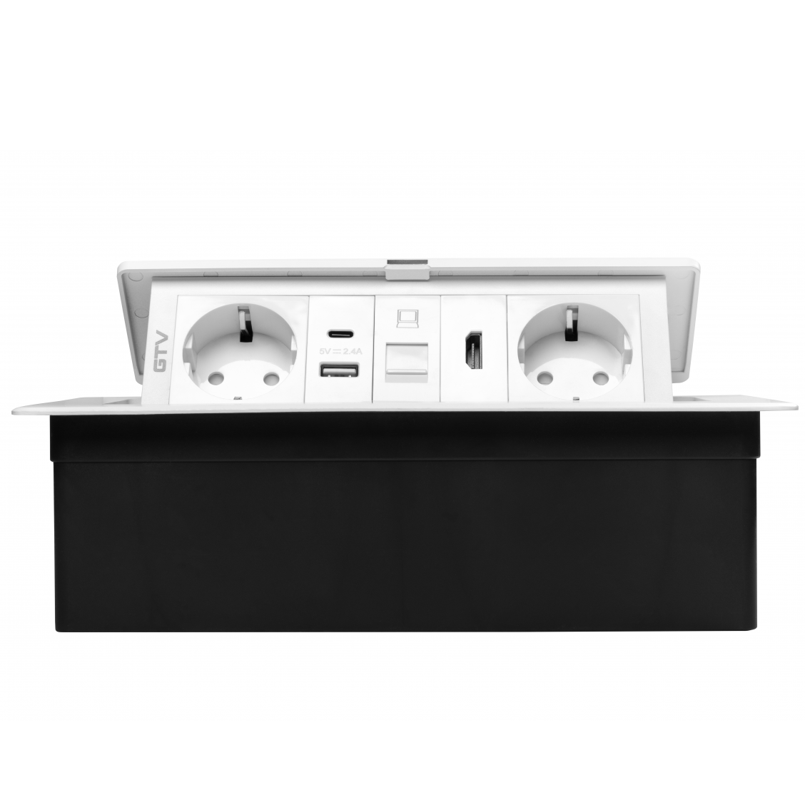 Multi Soft - Priza incorporabila in blat, cu 2 prize Schuko, 2 porturi incarcare USB tip A + C, 1 port HDMI si 1 port RJ45, finisaj alb [2]