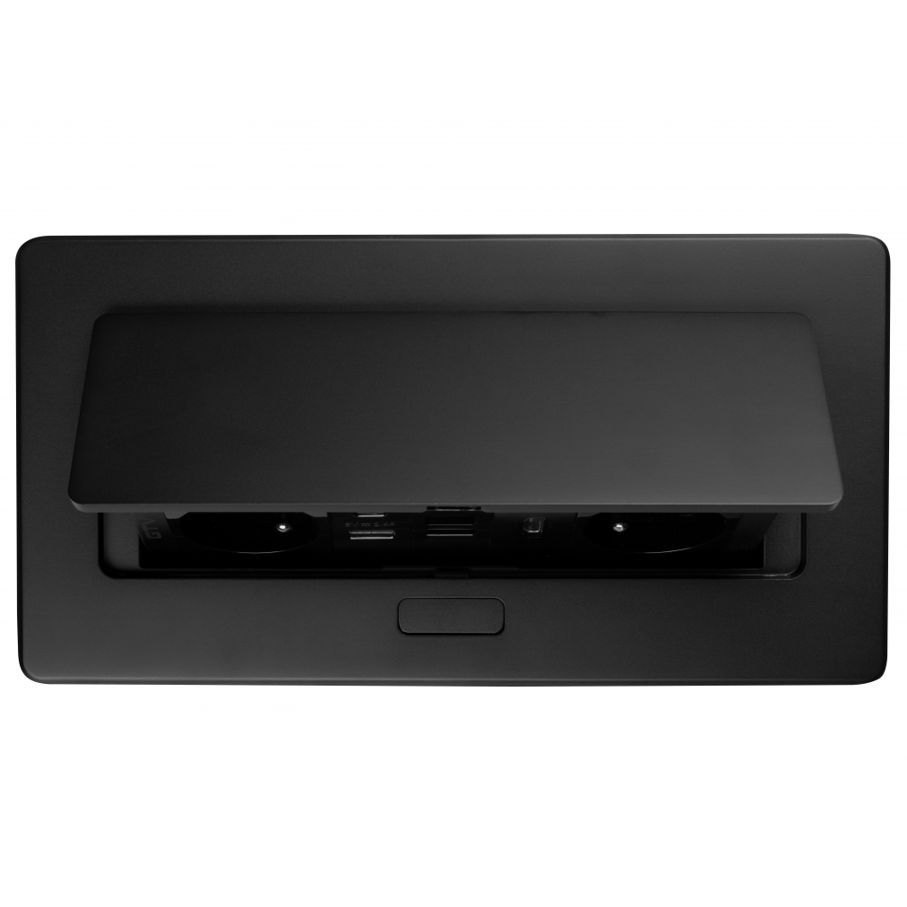 Multi Soft – Priză încorporabilă în blat, cu 2 prize Schuko, USB A + C, HDMI și RJ45, finisaj negru [4]