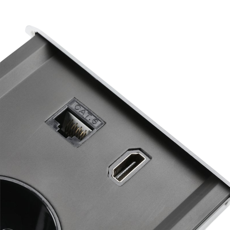 Priză încorporabilă în blat GTV Prestino, 2 prize Schuko, USB A + C, HDMI, RJ45, alb, 310 x 100 mm [5]