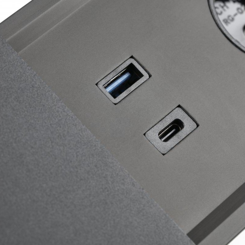 Priză încorporabilă în blat GTV Prestino, 2 prize Schuko, USB A + C, HDMI, RJ45, negru, 310 x 100 mm [6]