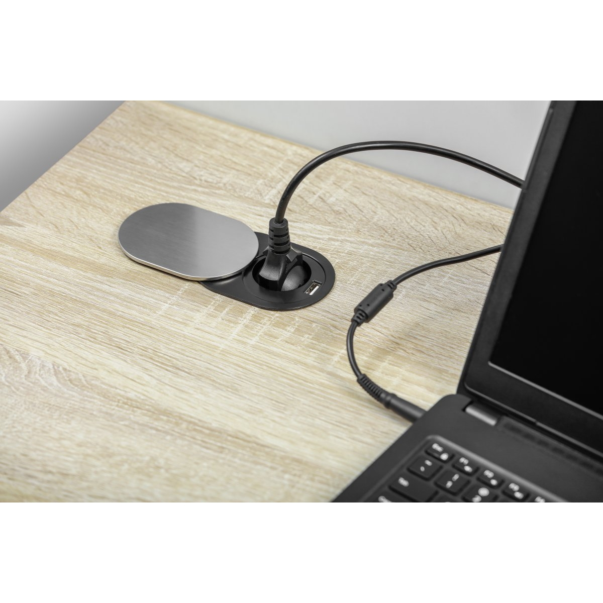 Slide – Priză încorporabilă în blat, cu priză Schuko și port de încărcare USB tip A, finisaj oțel inoxidabil [3]