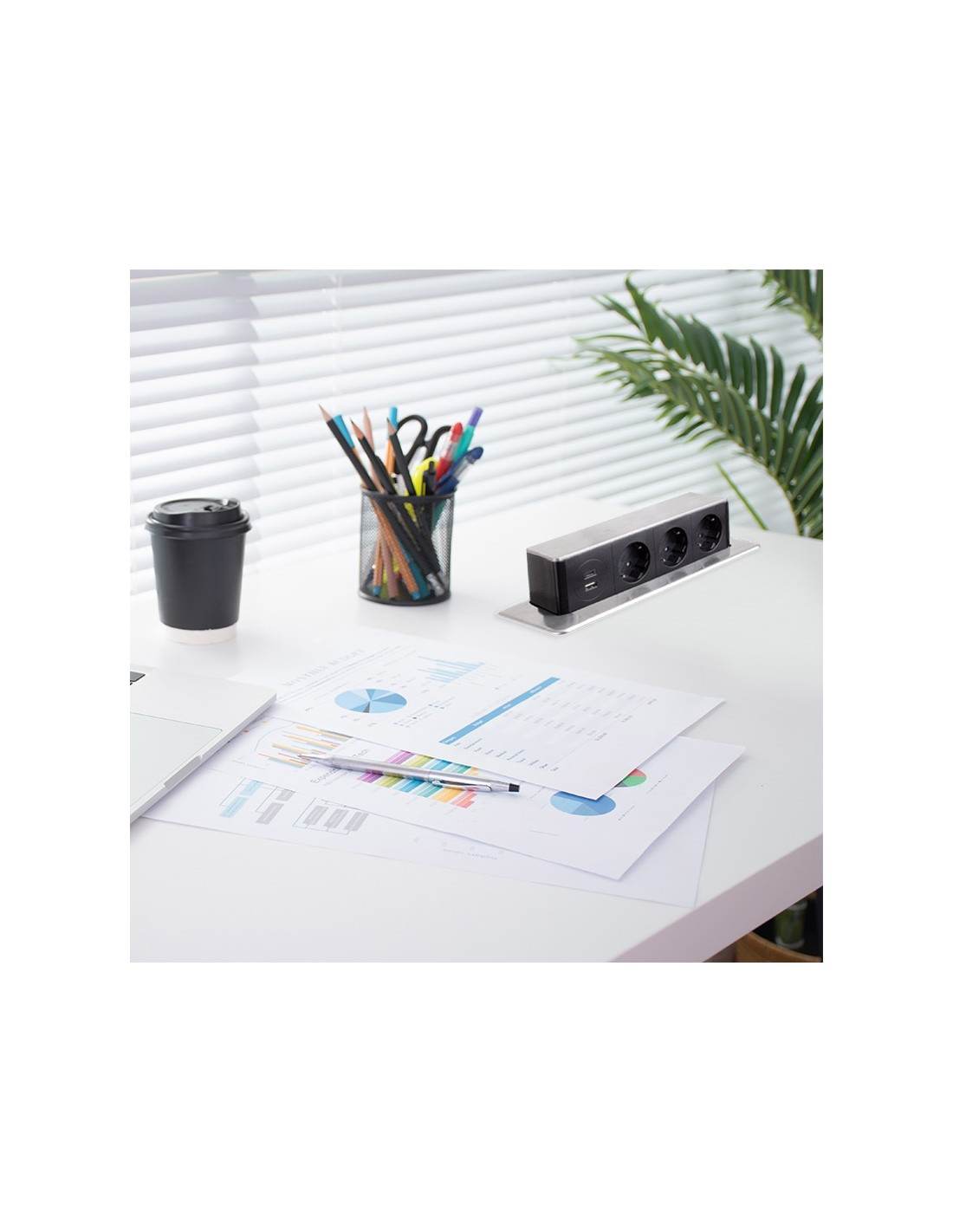 Hop Box – Priză încorporabilă pop-up, cu 3 prize Schuko, USB tip A + C, finisaj inox periat / negru [5]