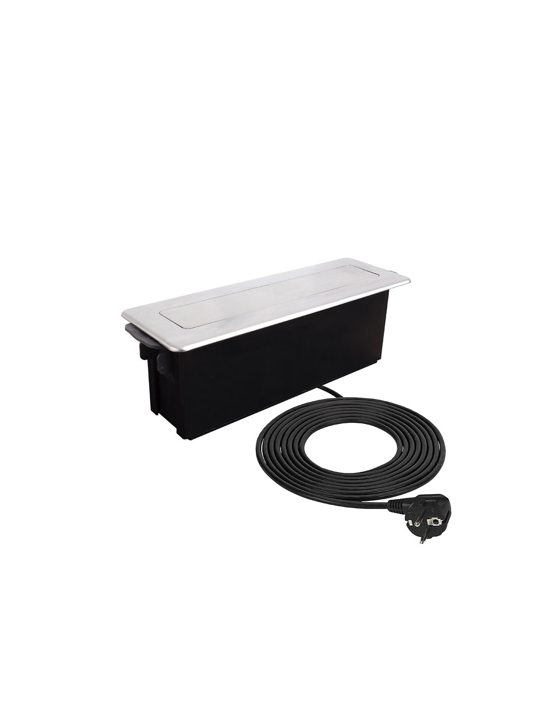 Hop Box – Priză încorporabilă pop-up, cu 3 prize Schuko, USB tip A + C, finisaj inox periat / negru [2]