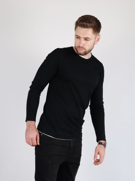 Bluza barbati neagra cu margini dublate premium [3]