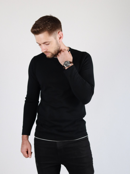 Bluza barbati neagra cu margini dublate premium [2]