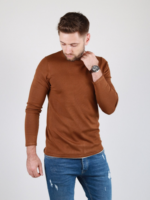 Bluza barbati brown cu margini dublate premium [4]