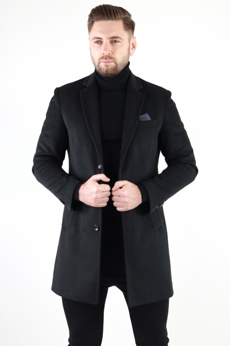 Palton barbati negru premium slim fit [5]