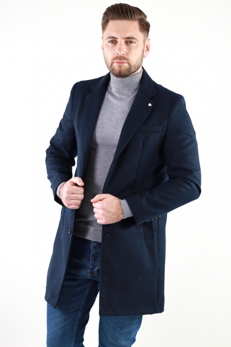 Palton barbati bleumarin premium slim fit [5]