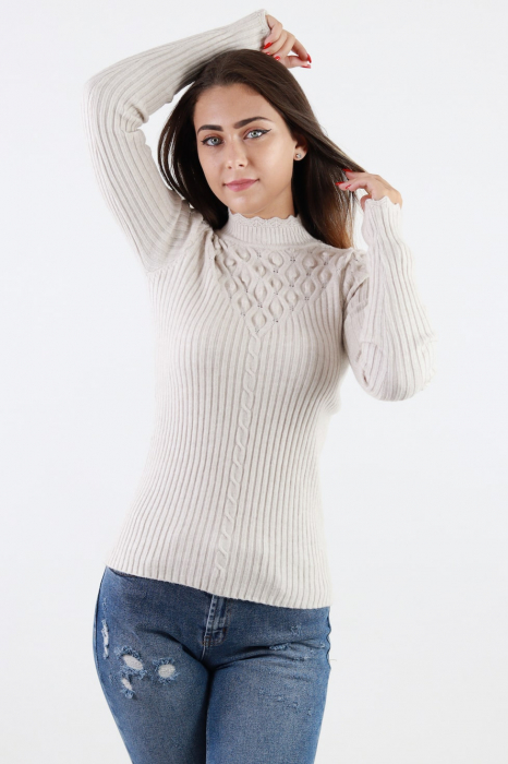 Pulover femei tricot cu guler semi înalt [3]