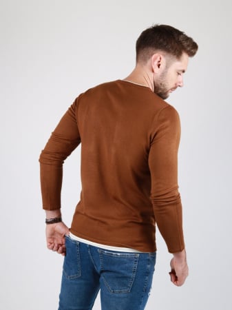 Bluza barbati brown cu margini dublate premium [0]