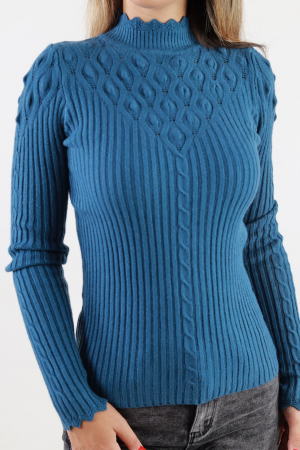 Pulover femei tricot cu guler semi înalt [5]