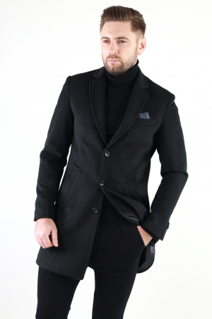 Palton barbati negru premium slim fit [0]