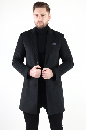 Palton barbati negru premium slim fit [4]