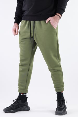 Pantaloni sport groși vatuiti verde militar [0]