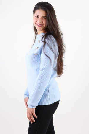 Pulover tricot femei talie unica bleu [2]