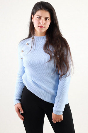 Pulover tricot femei talie unica bleu [0]