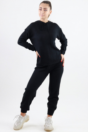 Trening femei din tricot negru cu gluga [0]