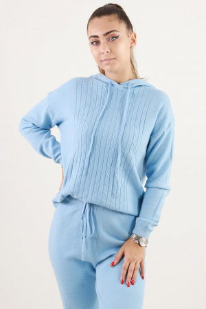 Trening femei din tricot bleu cu gluga [4]