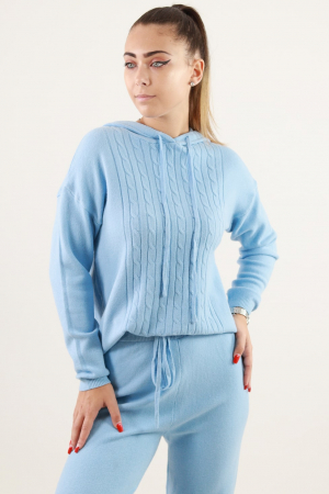 Trening femei din tricot bleu cu gluga [3]