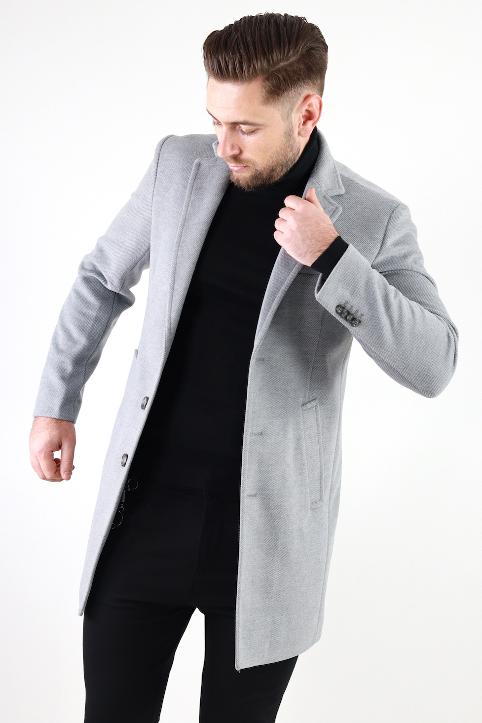 Palton gri fit barbati | MAXWEAR