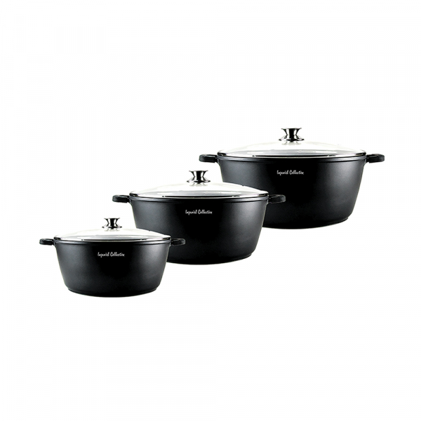 Set oale marmorate cu capac, Imperial Collection IM-CAS3-LM, 3 piese, negru IMPERIAL COLLECTION