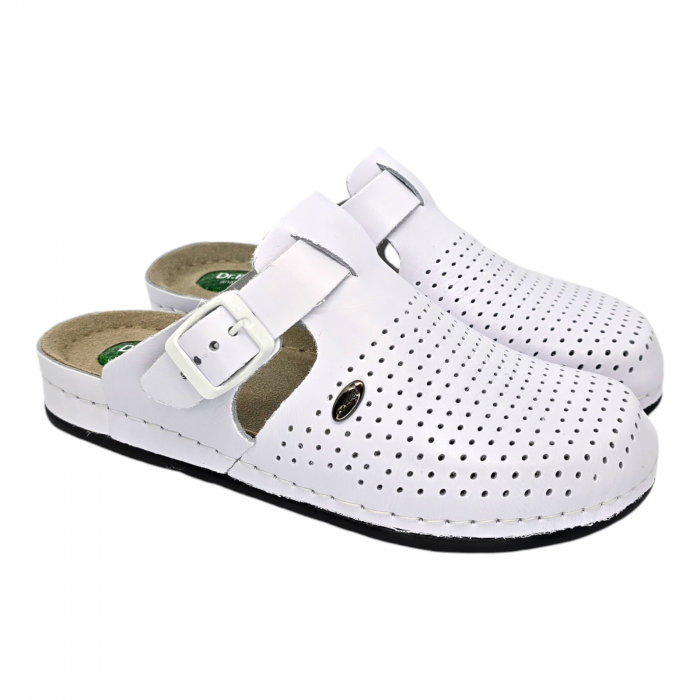 1014 -es női Dr Feet bőr papucs - fehér [2]