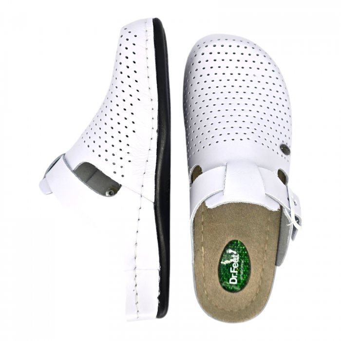 1014 -es női Dr Feet bőr papucs - fehér [4]