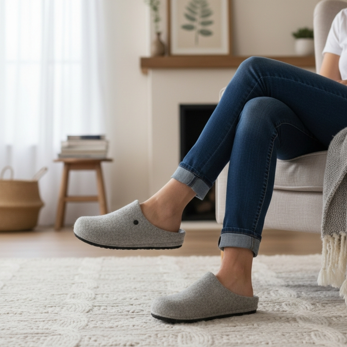 104 -es női Dr Feet gyapjú papucs - szürke [8]