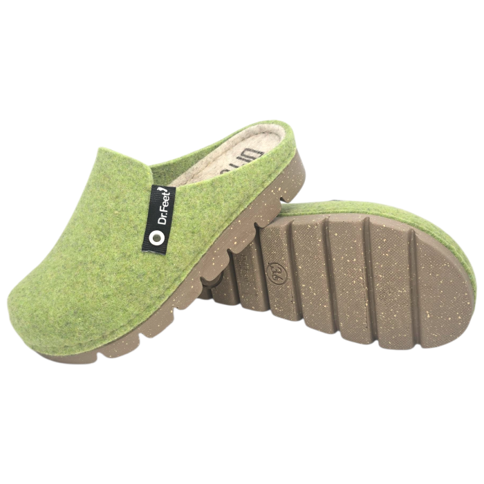 1107 -es női Dr Feet gyapjú papucs - alma zöld [7]