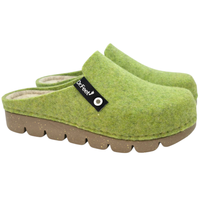 1107 -es női Dr Feet gyapjú papucs - alma zöld [2]