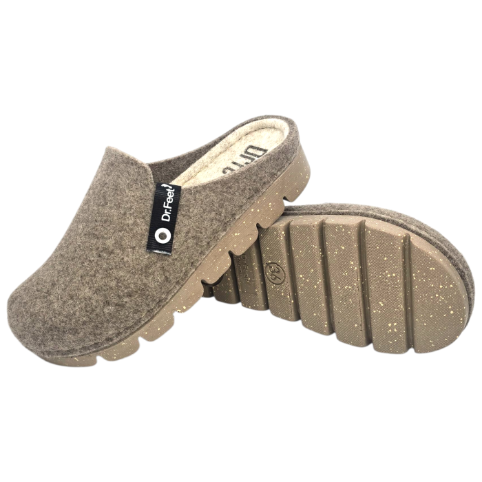1107 -es női Dr Feet gyapjú papucs - bézs [7]