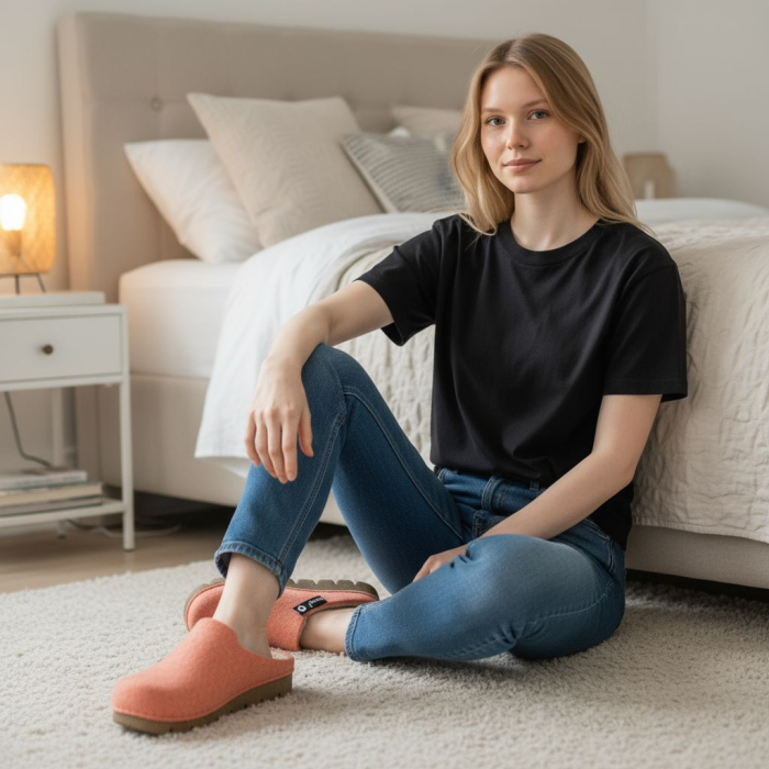 1107 -es női Dr Feet gyapjú papucs - narancssárga [8]