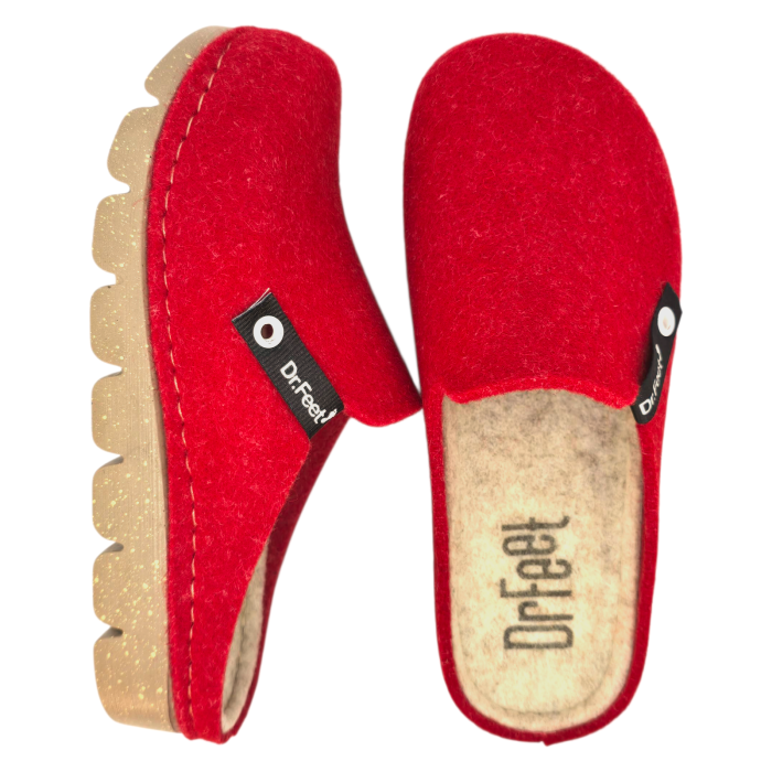 1107 -es női Dr Feet gyapjú papucs - piros [6]