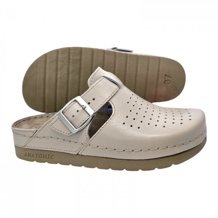 525 -es női Doss bőr papucs - beige [3]