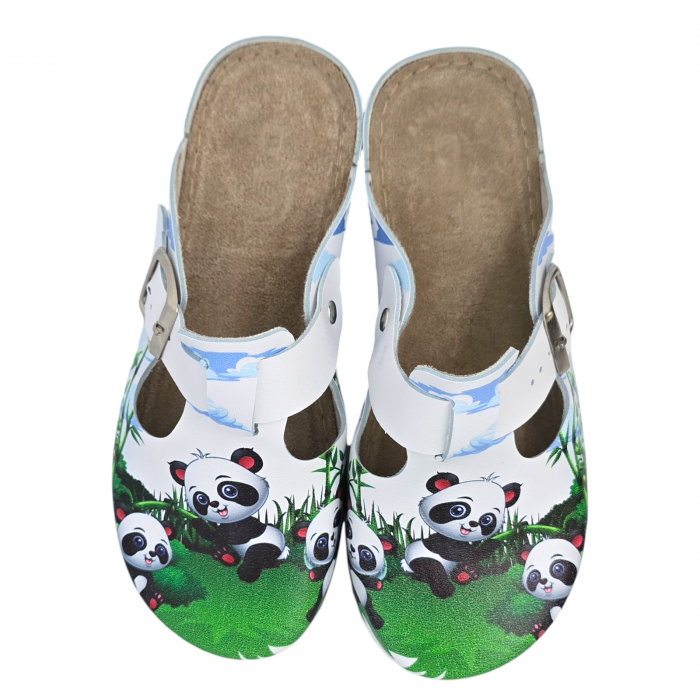 516 -os női Doss bőr papucs - fehér panda mintás [3]